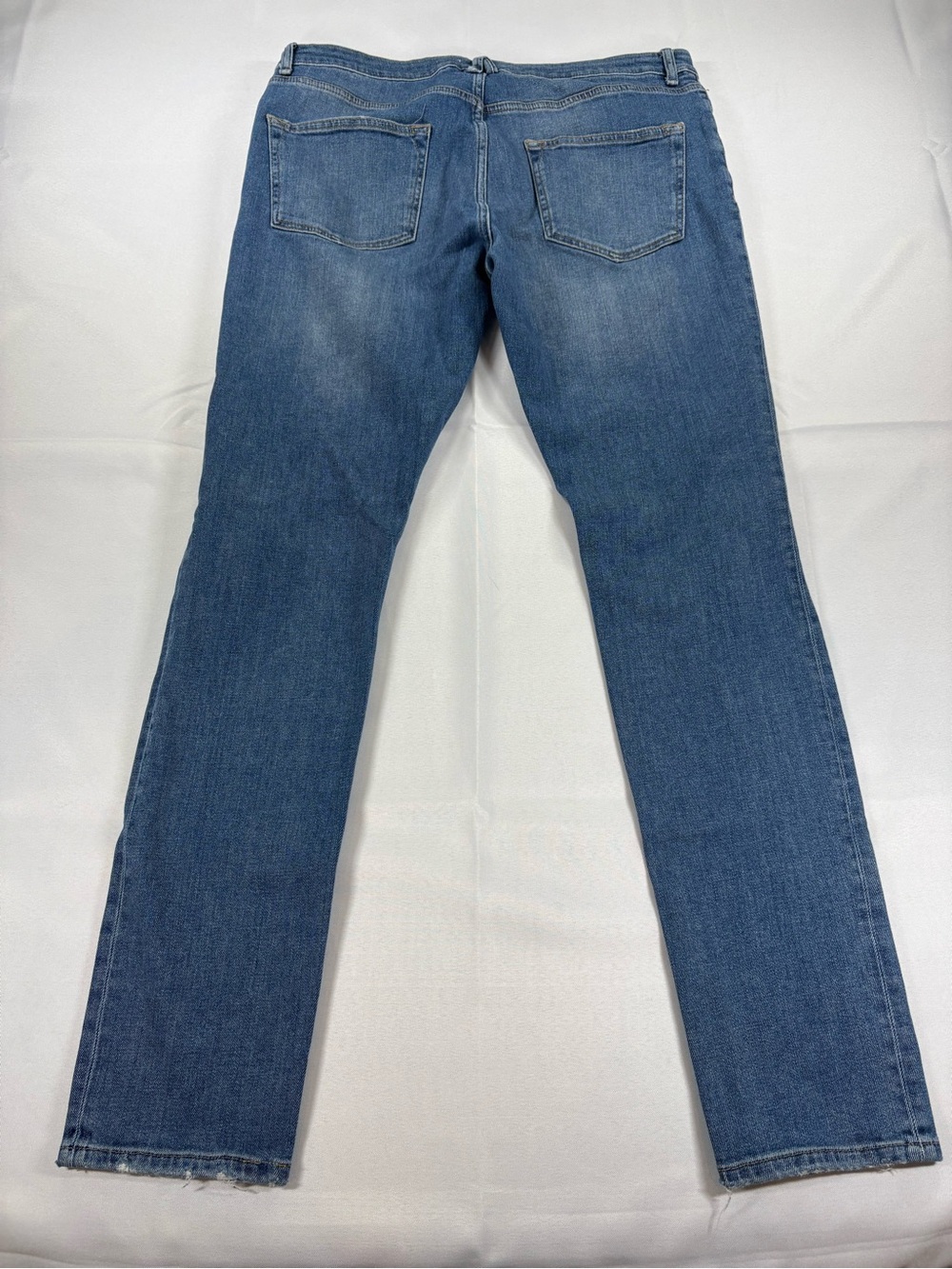 Topman Stretch Skinny Distressed Jeans Blue Ripped Denim - Picture 4 of 8
